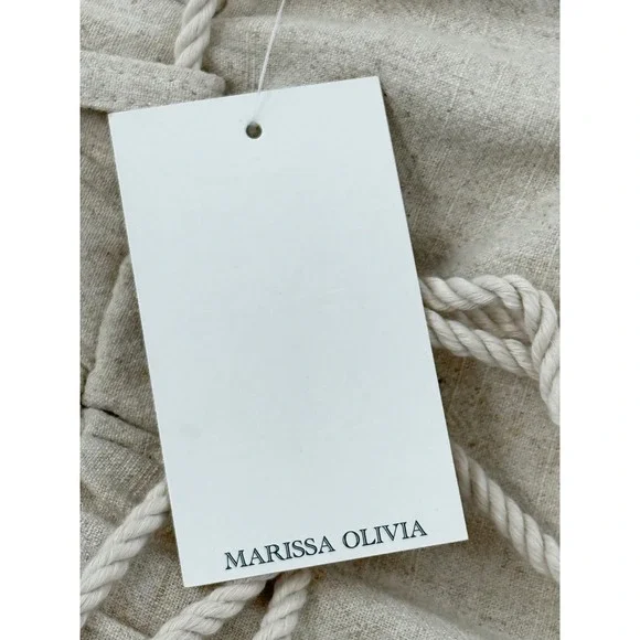 Marissa Olivia Oatmeal Linen Blend Crochet Lace Trim Tassel Shorts Sz L NEW - Picture 12 of 13